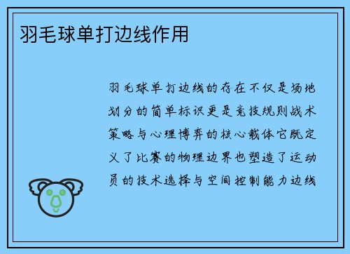羽毛球单打边线作用